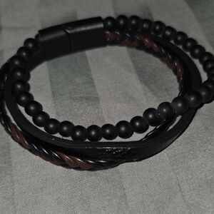 Black and Brown Beaded Bracelet Set